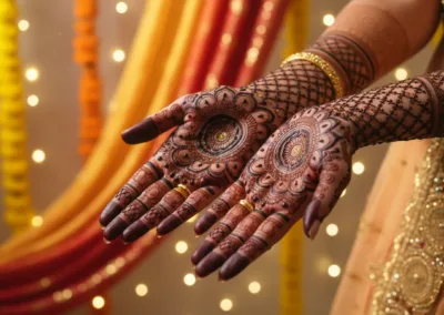 An elegant and intricate bridal mehndi design applied by Anmol Mehandi Art, recognized as the best mehndi artist in Noida Sector 144.